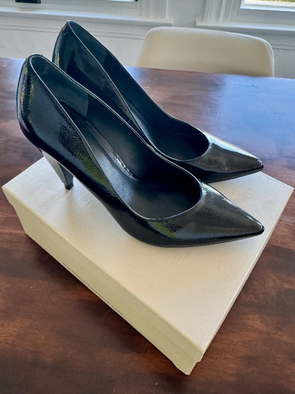 MARC FISHER Hesla Black Patent Leather Cone Heel Pump - Picture 3 of 12